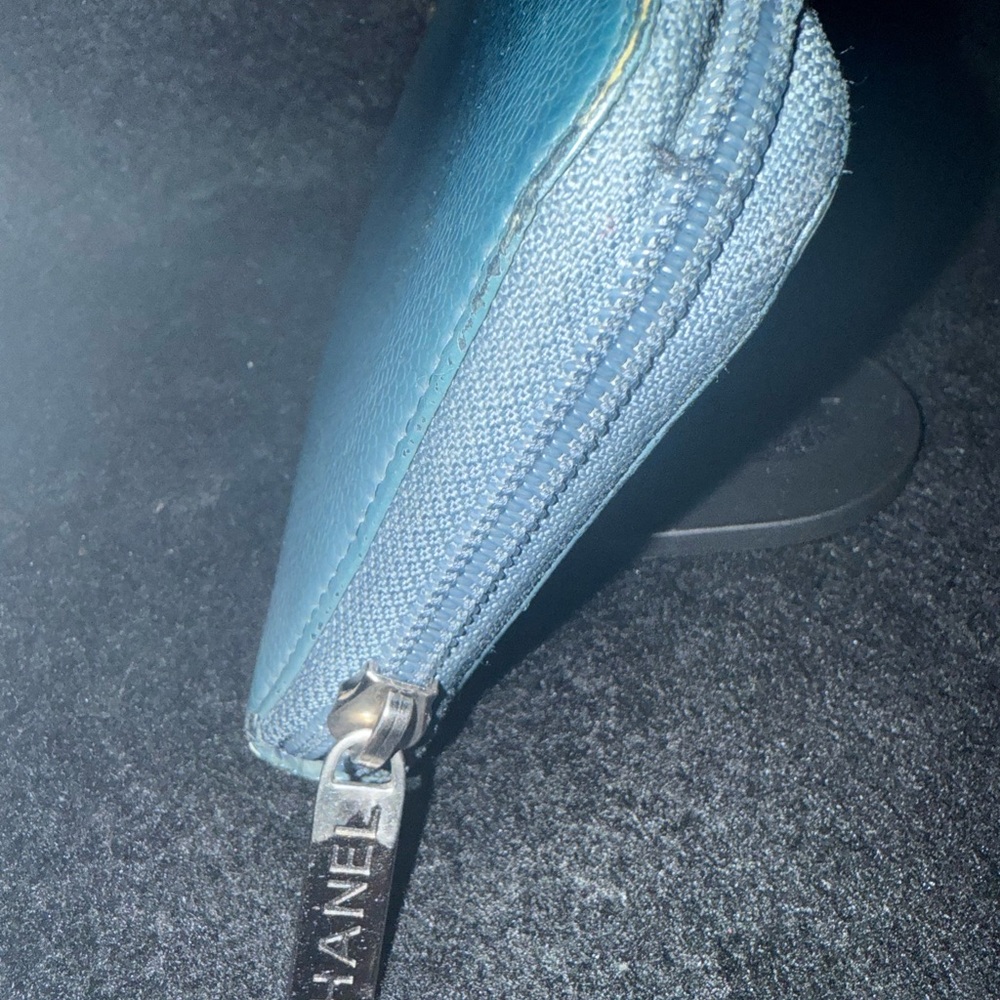 EUC! CHANEL - Blue Caviar Leather CC Timeless Zip Around Organizer Wallet - Picture 3 of 16